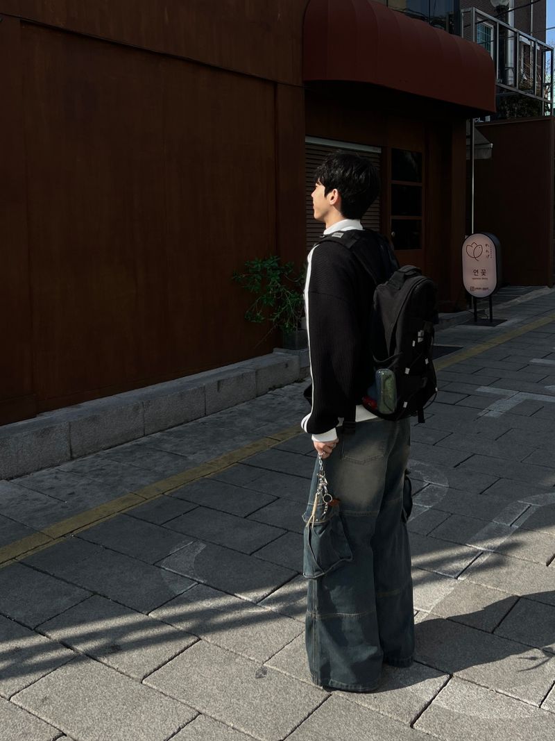 Rough Denim String Cargo Pants