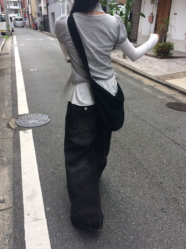 リンオー ポケット デニム ワイドロングパンツ
