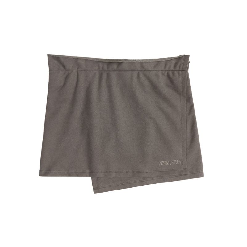 LAYERED SNAP WRAP SKIRT (TAUPE GRAY)