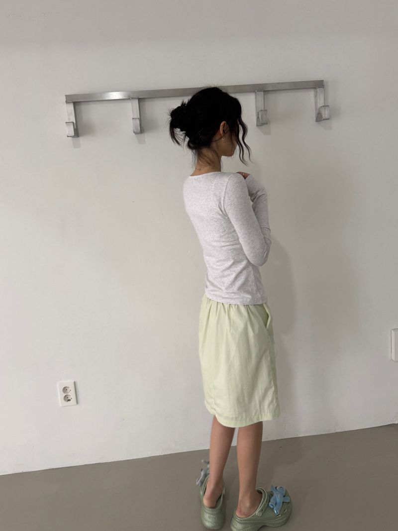 ブリーズ コットンモダール ヘンリーネック Tシャツ(Bio-Washing) -ライトミランジェ