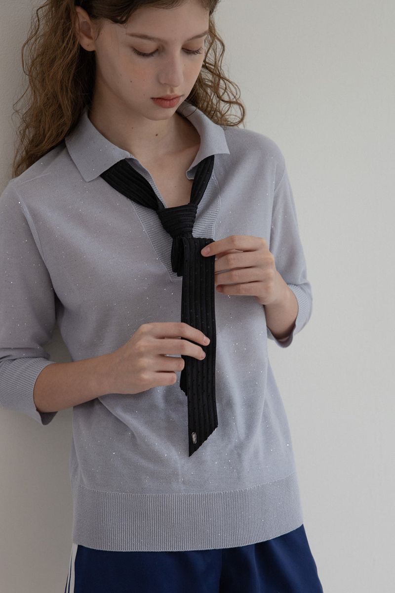 Black jacquard slim scarf