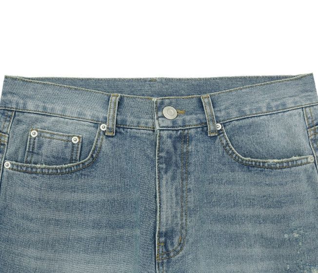 Record semi-flare denim pants