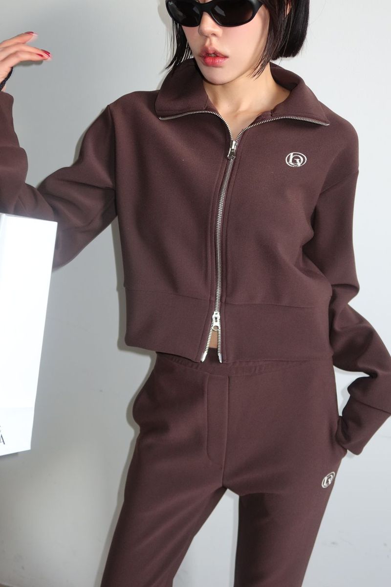 TWO-WAY FLEECE ZIP-UP_BROWN