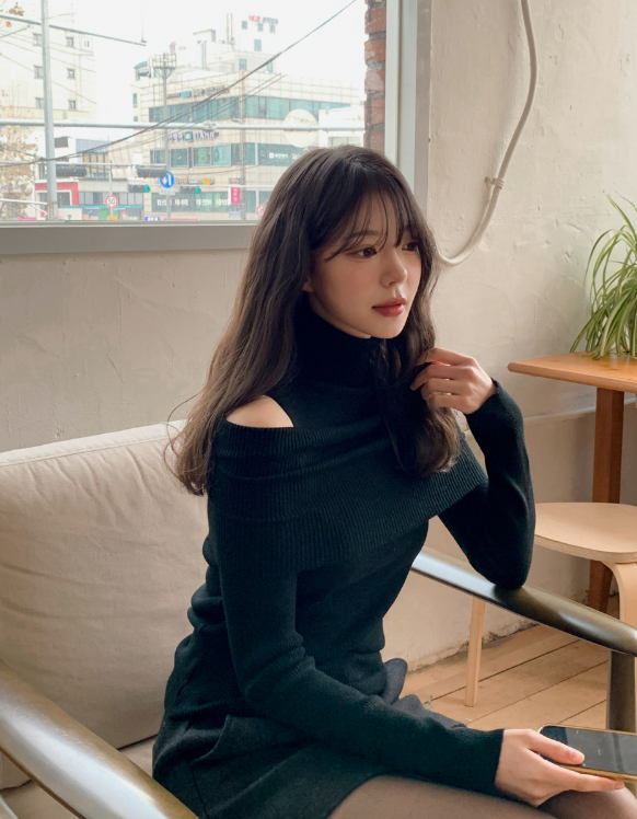 #Turtle Neck & Off Shoulder Layered Rib Knit (3color)