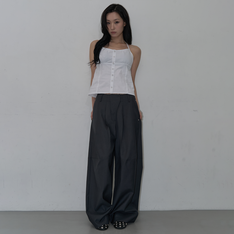 STRAP DETAIL HALTER NECK BLOUSE (WHITE)