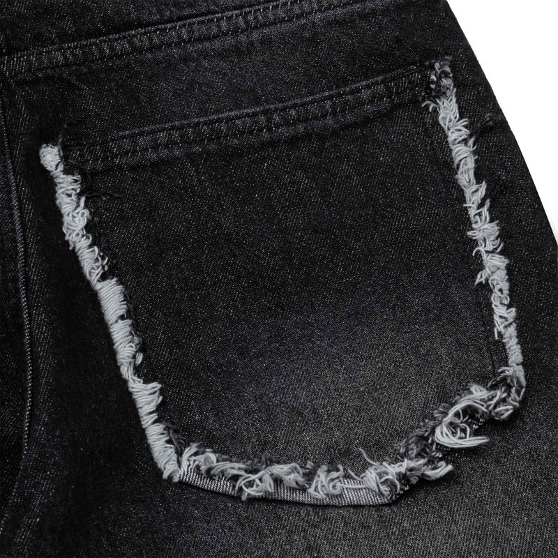 Flame Wash Relaxed Denim Pants Black