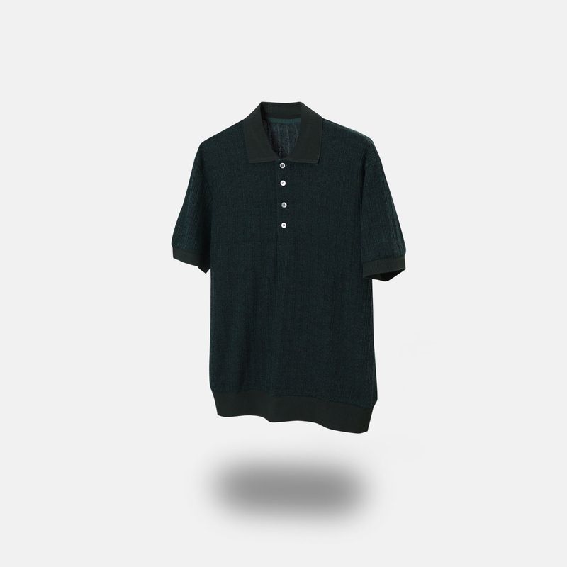 Texture collar knitwear short-sleeve