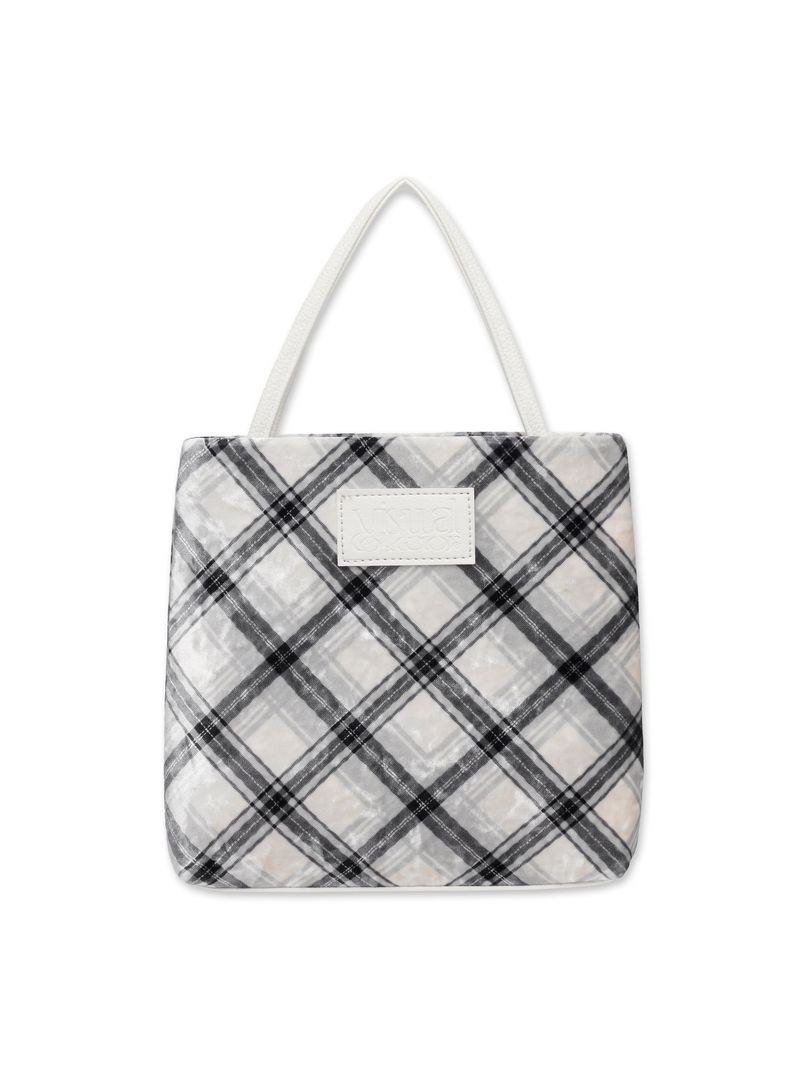 check mini velvet cross bag [white]