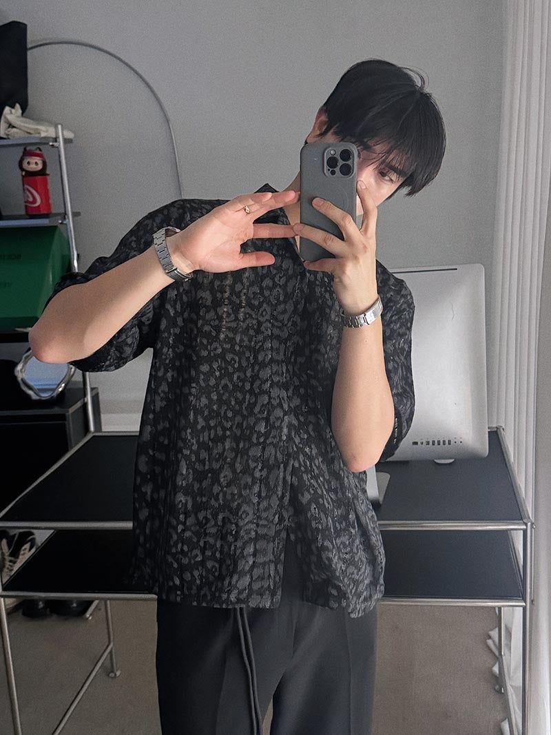 ASCLO(エジュクロ)の「ASCLO Leopard Open Collar Short Sleeve Shirt (3color)(Tops)」
