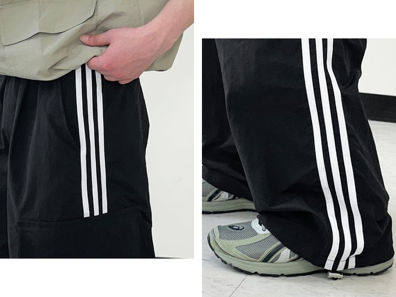 Line Nylon Track Cargo Pants - Black