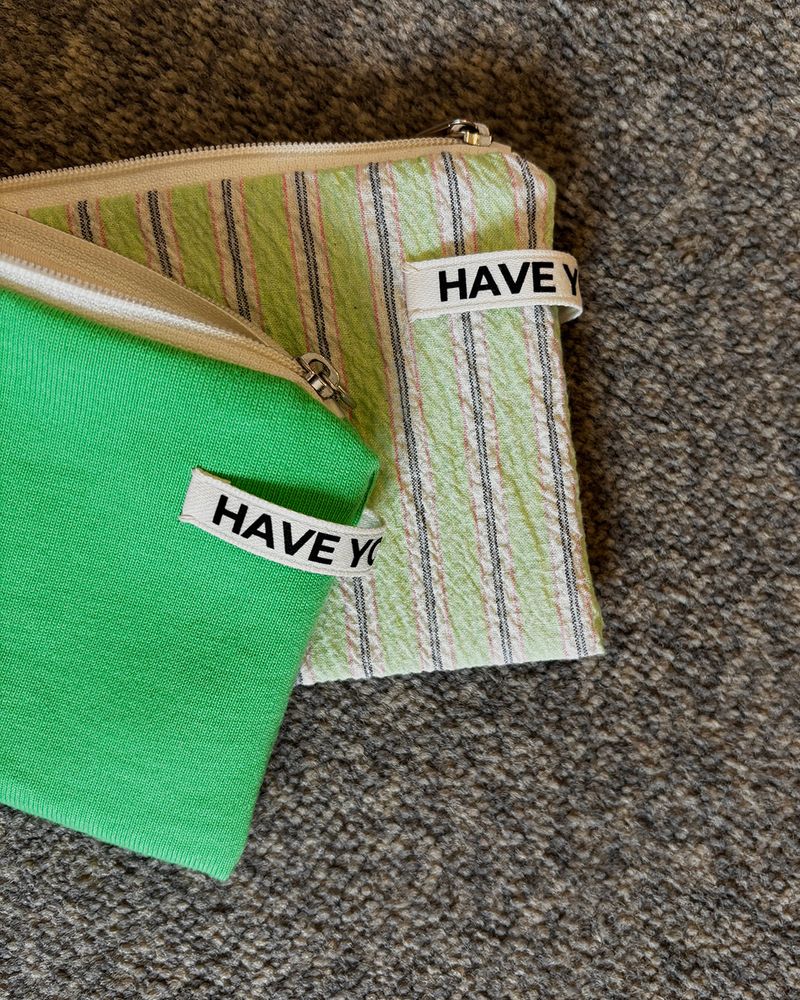 Vivid soft cotton flat pouch - green , S size