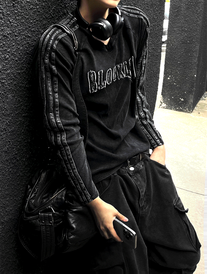 V-neck pigment track Brooklyn long-sleeve tee