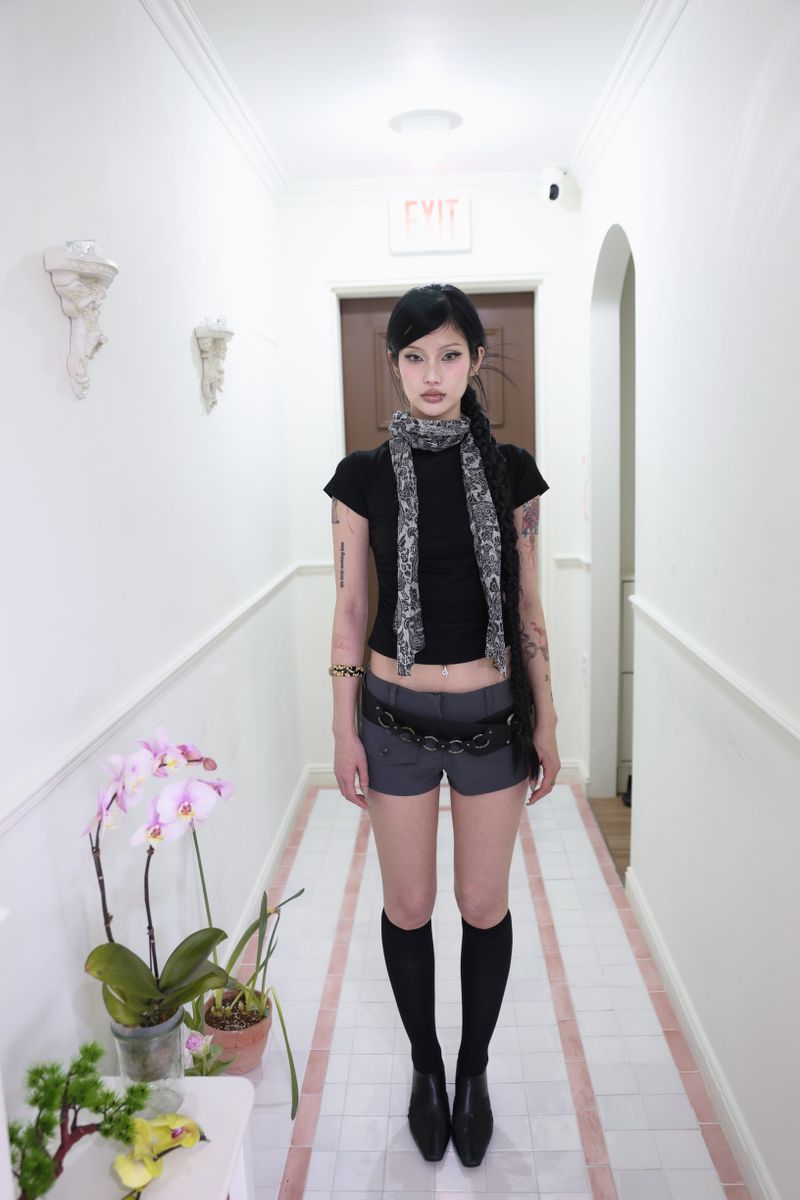 Half neck shirring T (3color)
