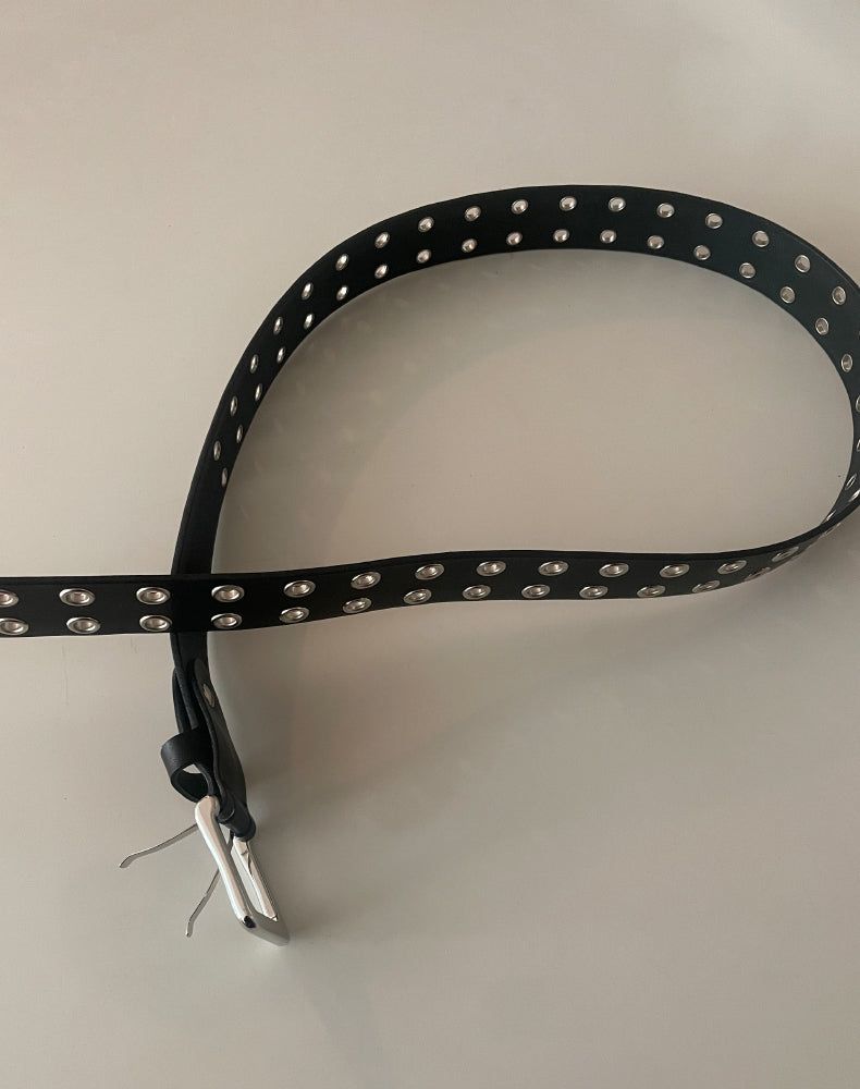 double eyelet leather belt