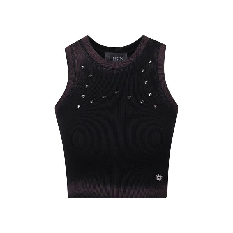 ULKIN（オルキン）の「[24SS LSD COLLECTION] Women's Bleach Washing Stud Tank Top_Black（Tops）」