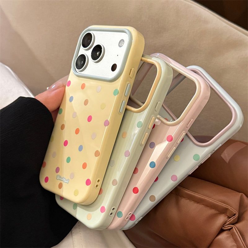 Dopamine Color Polka Dot Soft iPhone Case (iPhone 13–17 Series)