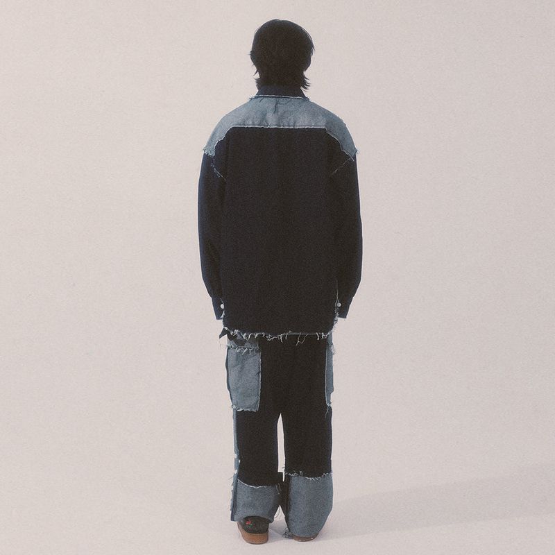 grunge roll-up denim pants_blue