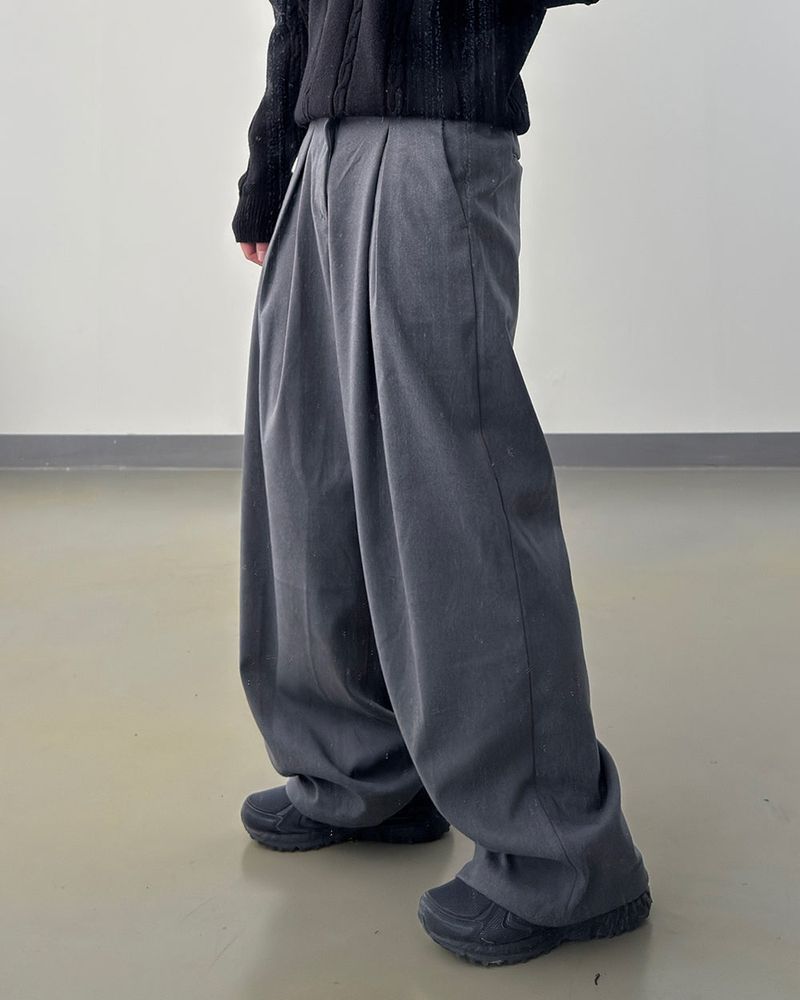 Tia Double-Pleat Wide Slacks
