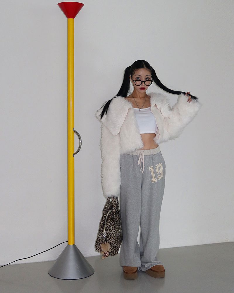 Renew Big Collar Cropped Fur Jacket