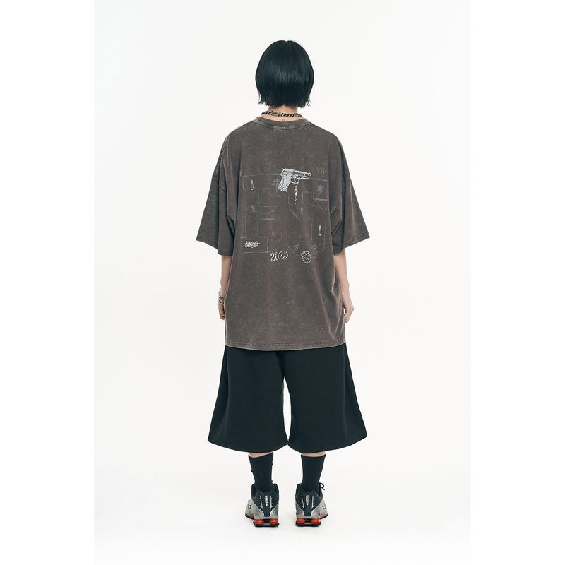 One-Tuck Line Bermuda Sweatpants - Black