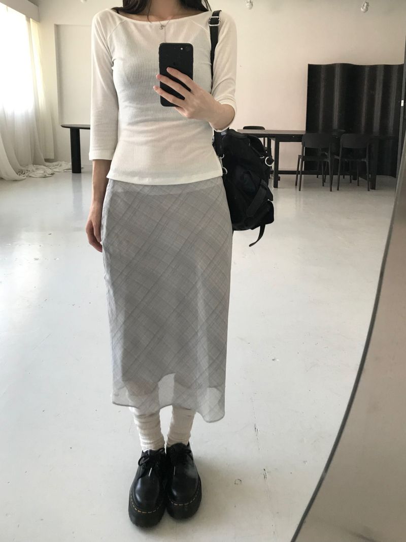 Lia Checkered Midi Skirt (2 colors)