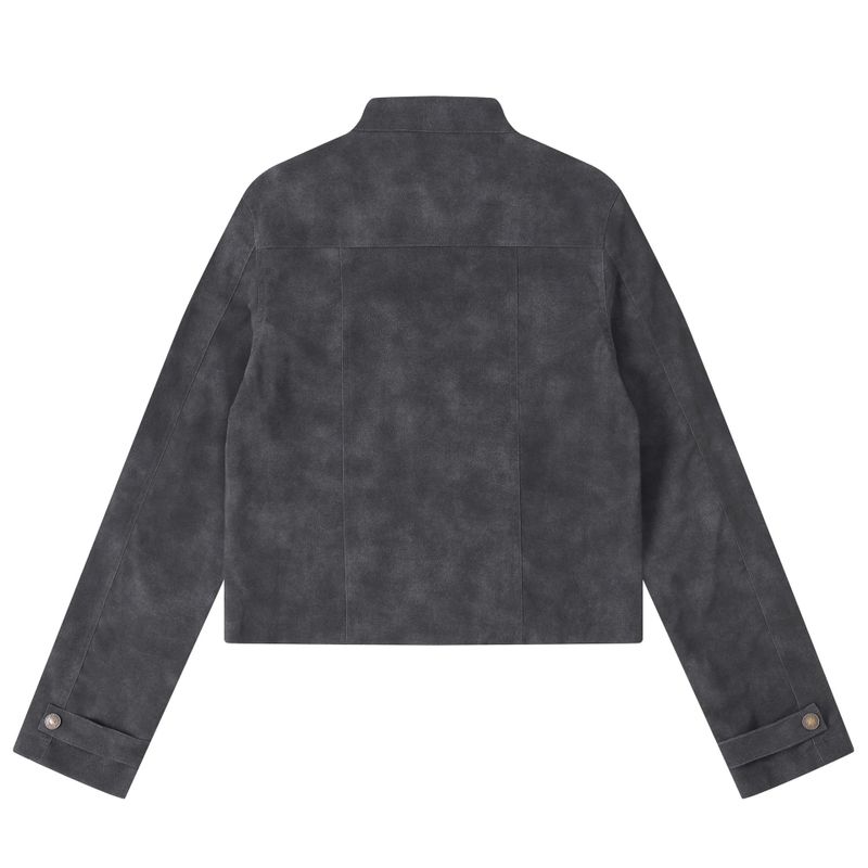 Suede Pocket Zip-Up Jacket