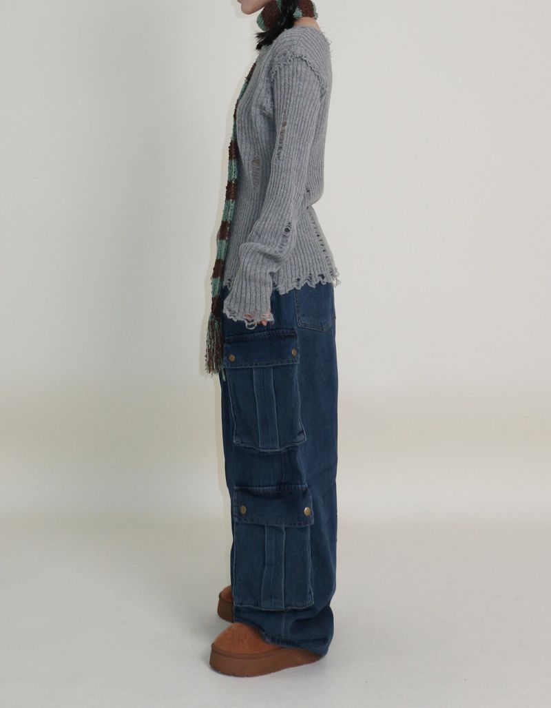 Zelda Double Pocket String Wide Denim Pants