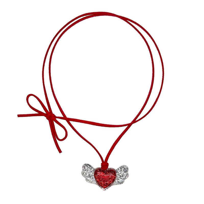 Heart Wings Pendant Necklace [Red]