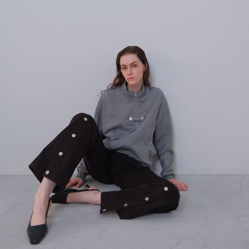 Gray Butterfly Pigment Jersey Zip-up
