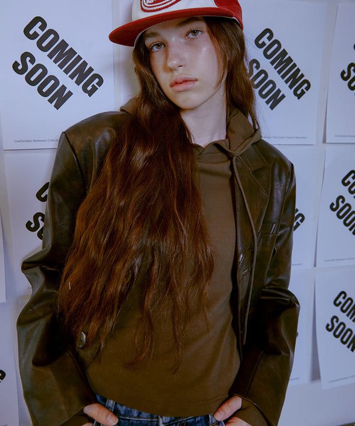 Cut Out Slim Hoodie (BROWN)