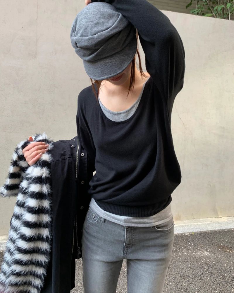 [ORIGINAL] Selly Deep U-Neck Sleeveless Set