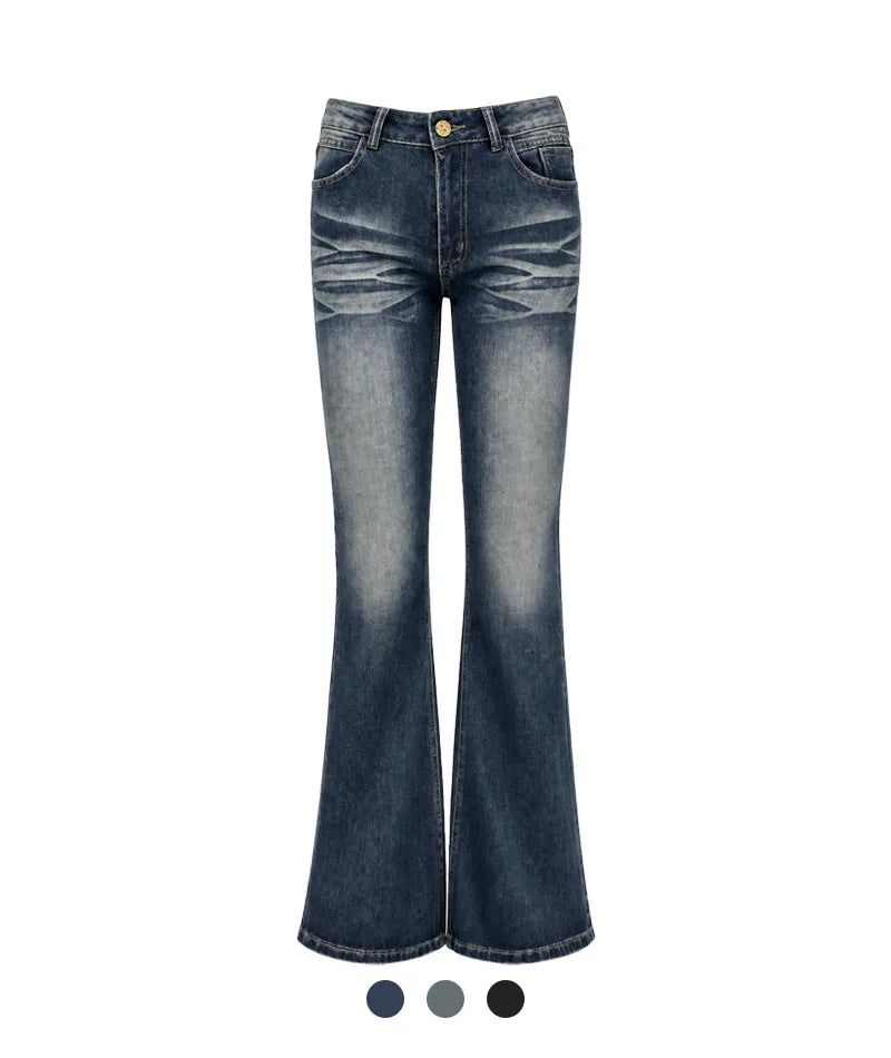 Vintage Washed Bootcut Denim Jeans