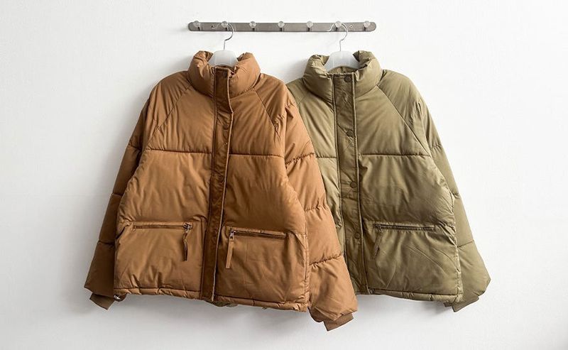  Ringf pocket zipper high neck padded jumper