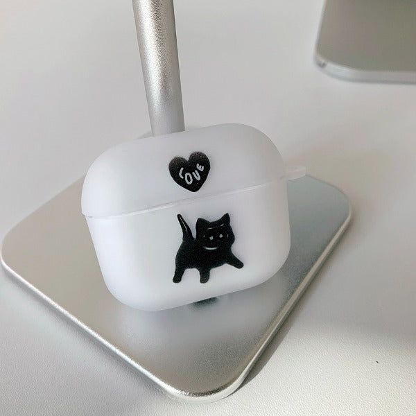 Black Painting Love Cat AirPods Case