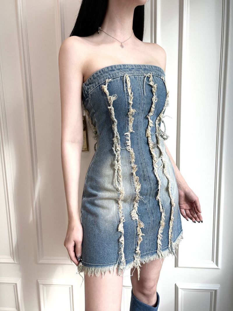 [High quality] 853. Jen damage denim top ops