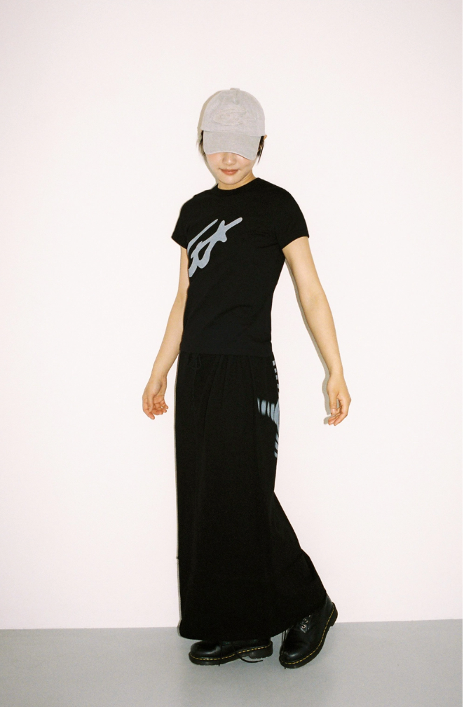 Twister Star Sweat Long Skirt - Black