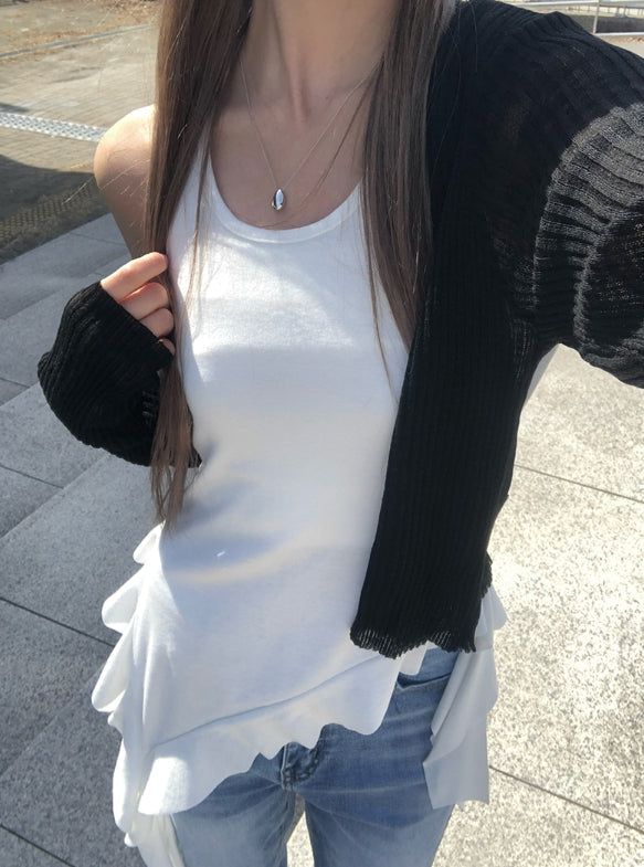 Myou V-neck See-through Button Cardigan