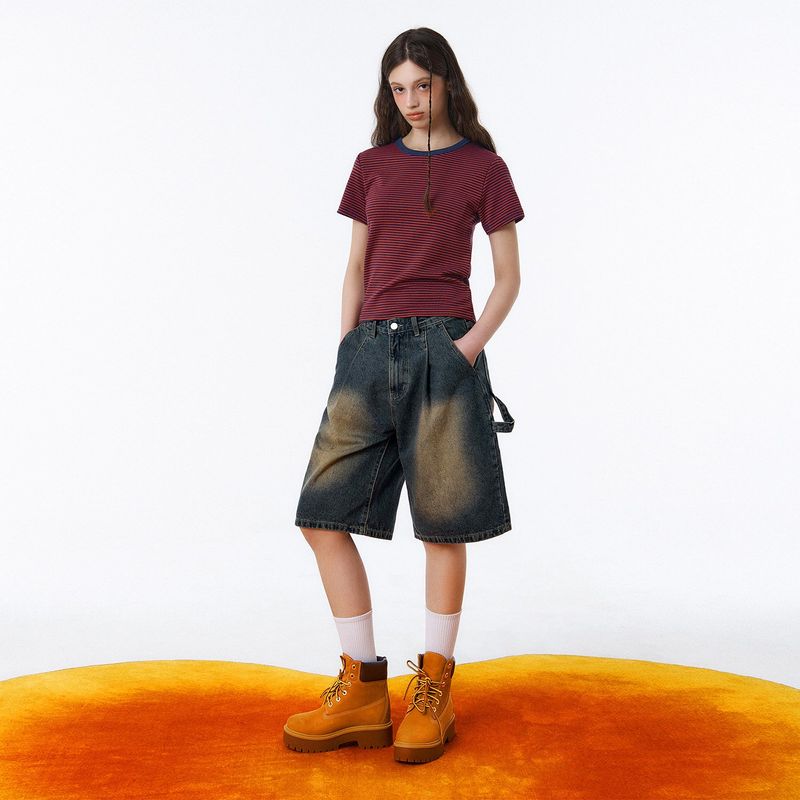 RANDOMOFF（ランダムオフ）の「BTB :ウェーブウォッシングカーペンターショーツ [YELLOW MINUIT CORE] [UNISEX]（パンツ）」