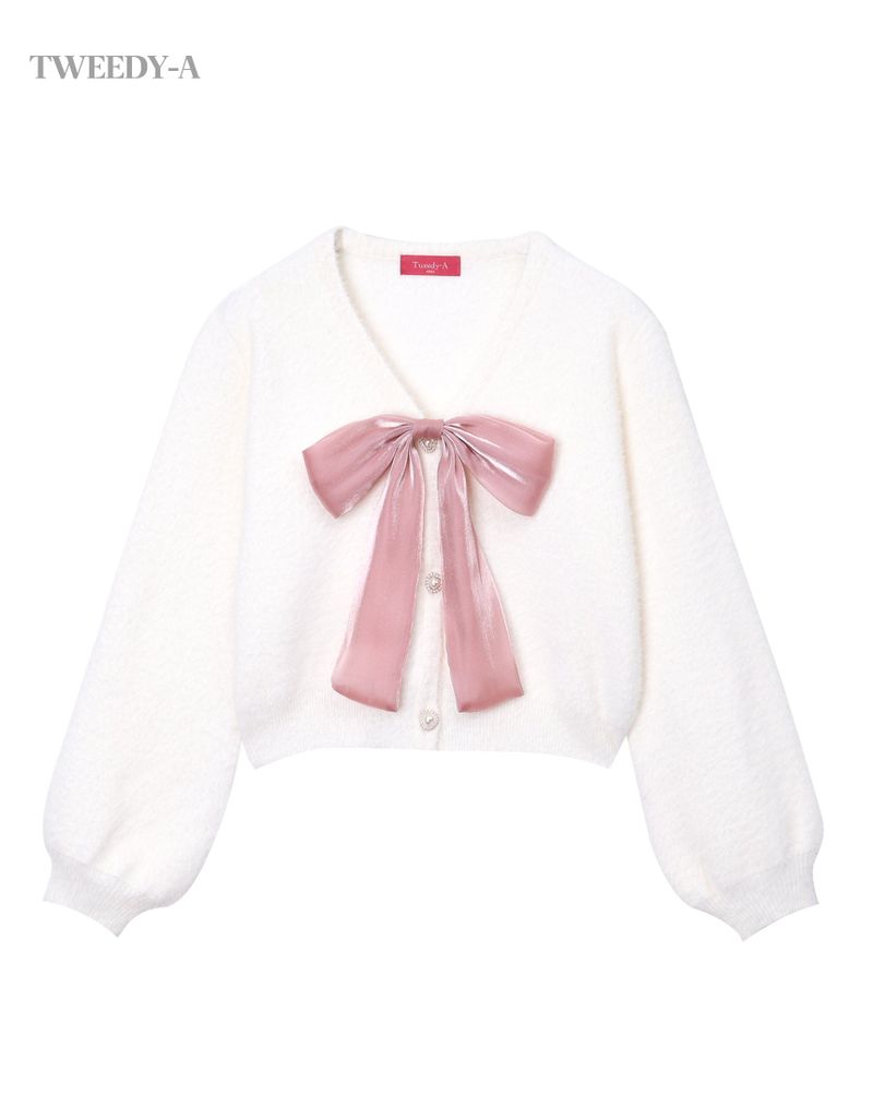Pong Pong Lovely Ribbon Soft Cardigan IVORY
