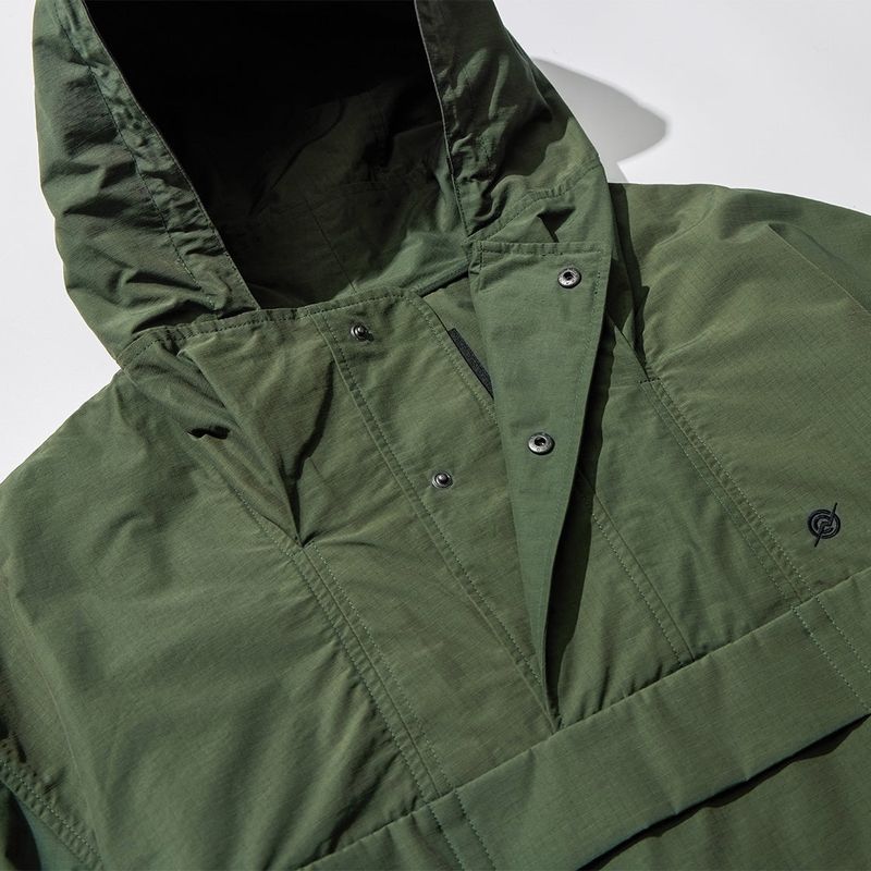 Nylon RIB Pullover Jacket - KHAKI