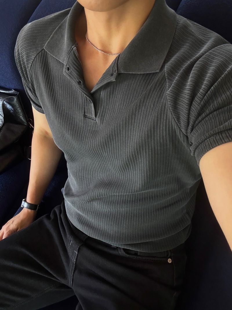 Mon pigment ribbed polo shirt