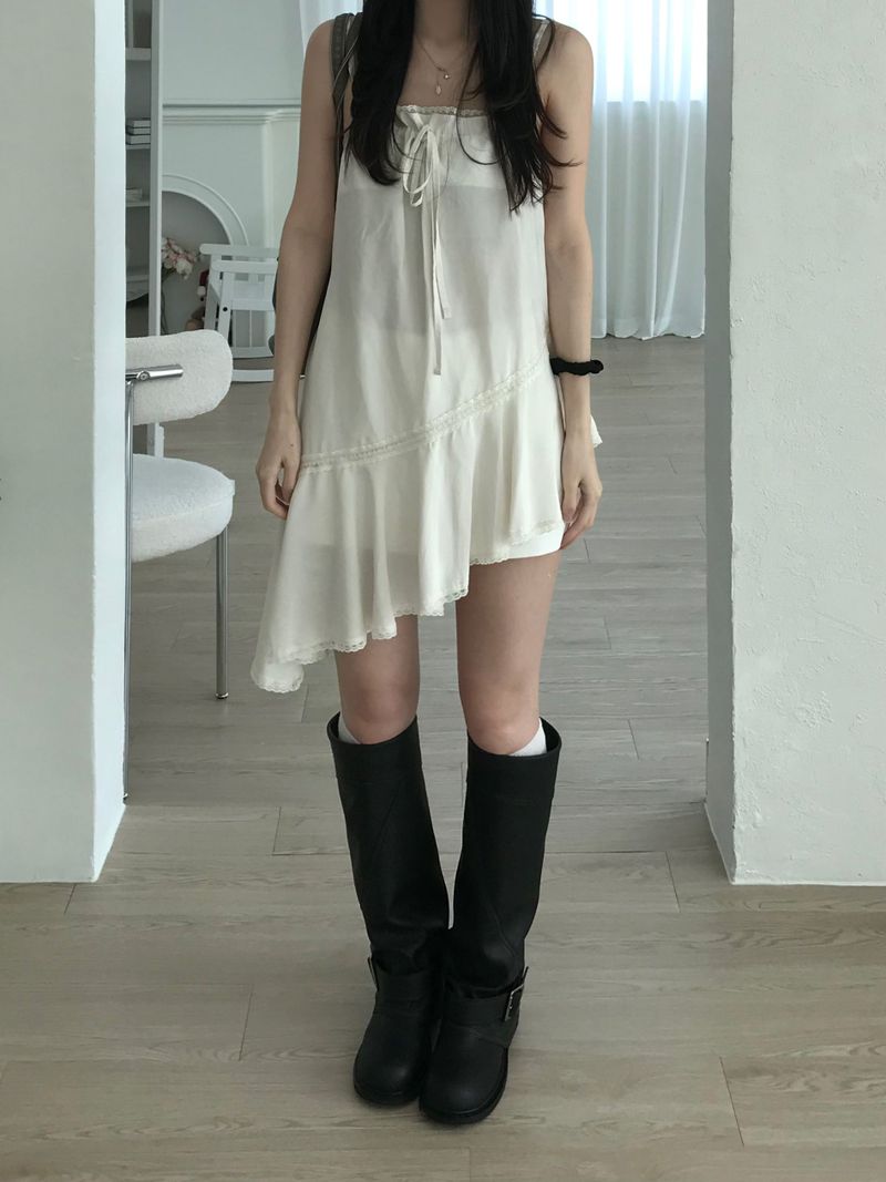 Rib Unbalanced Dress (3 colors)