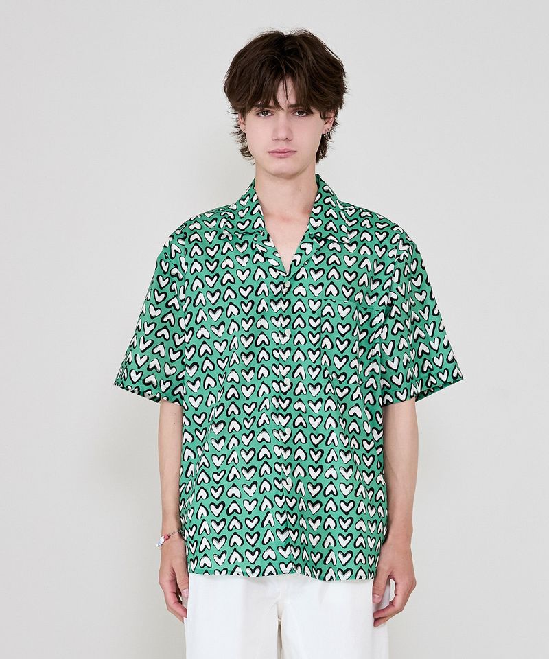amore open collar shirts green