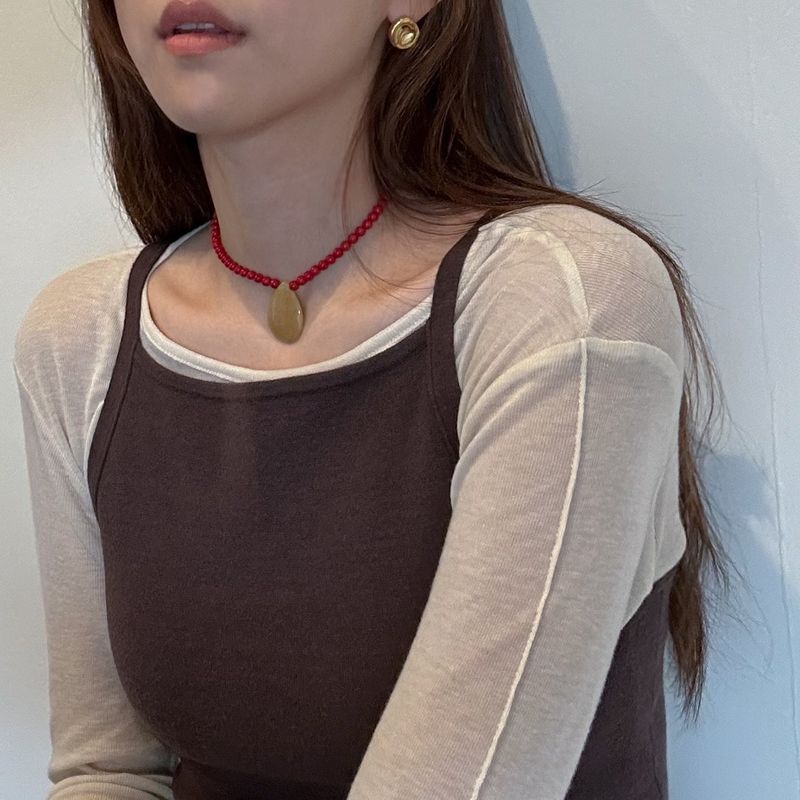 [MADE]Red pearl stone Choker