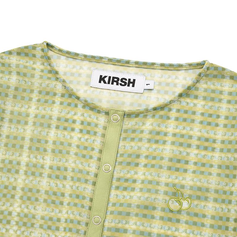 SMALL CHERRY SEE THROUGH PATTERN CARDIGAN [LIME]