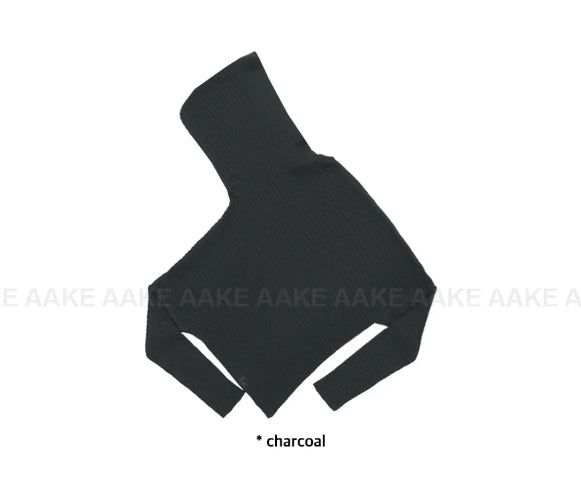 OFF-SHOULDER DRAPE HOOD KNIT