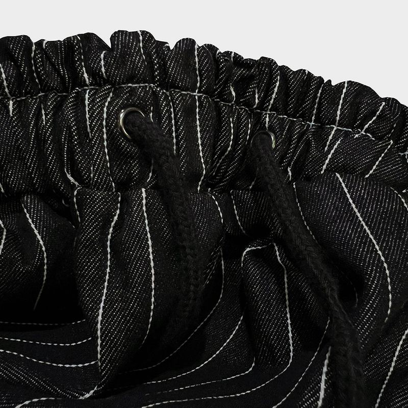 stripe denim shorts_black
