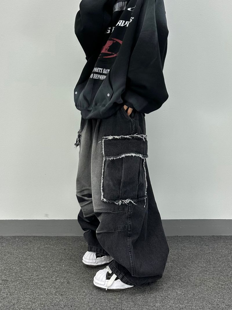 cut-off big pocket denim balloon pt