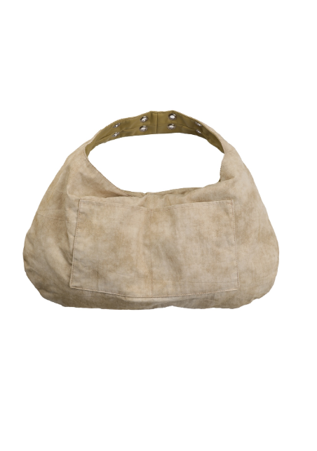 EYELET LEATHER BAG - BUTTER