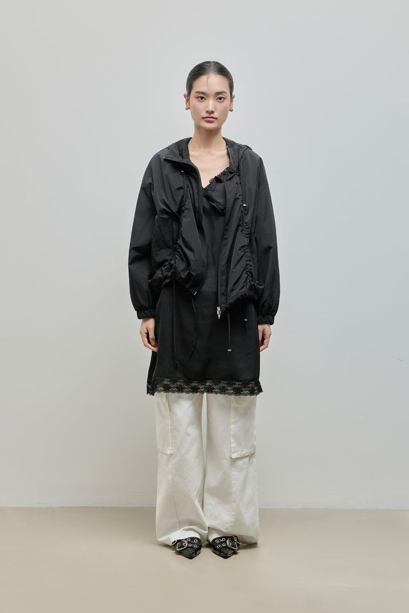String Hoodie Windbreaker_Black